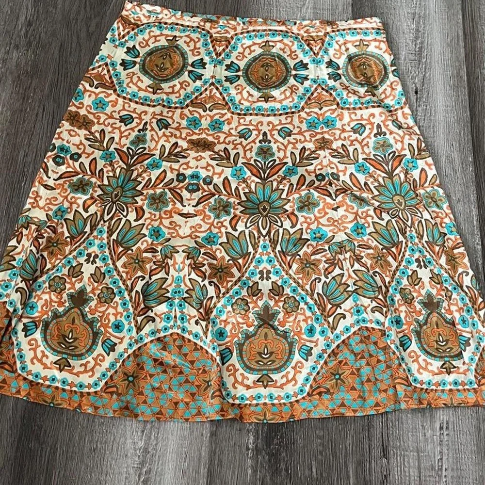 Geometric Print Silk Skirt - Picture 1 of 8
